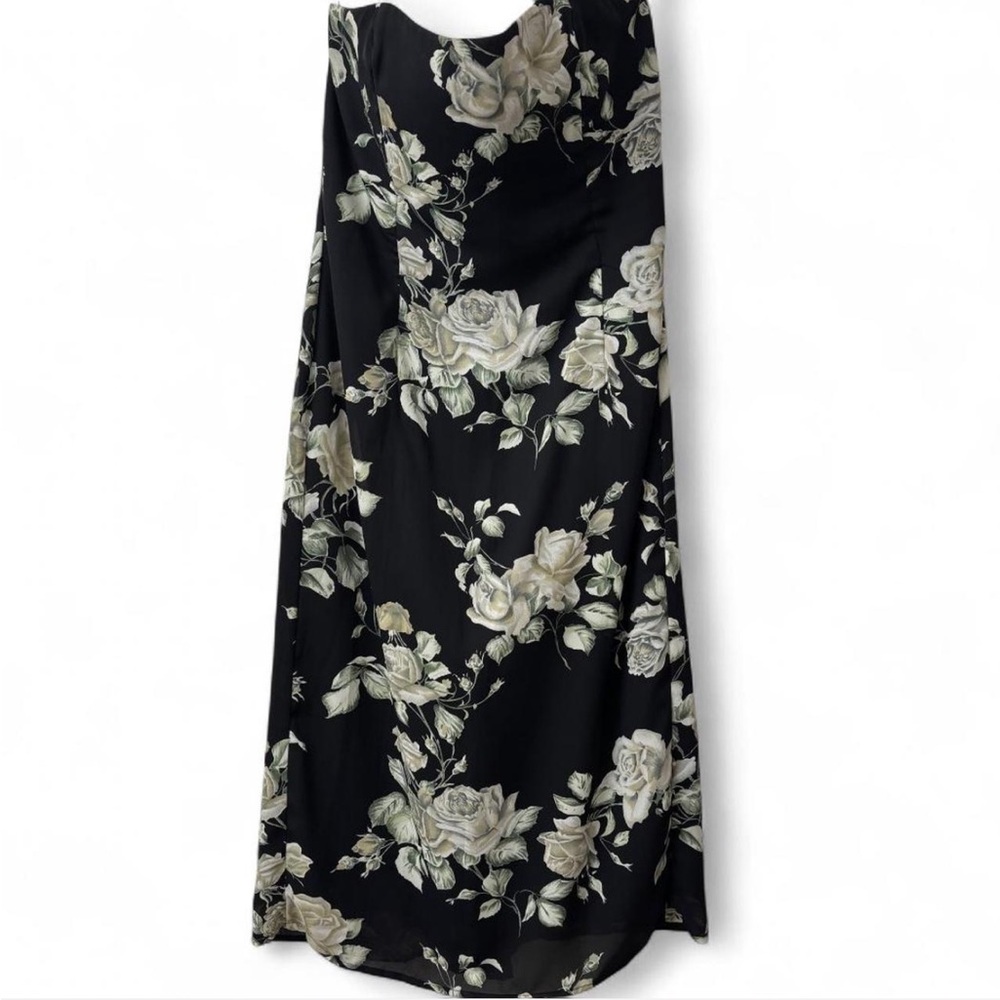 Scott McClintock Black Floral Strapless Dress